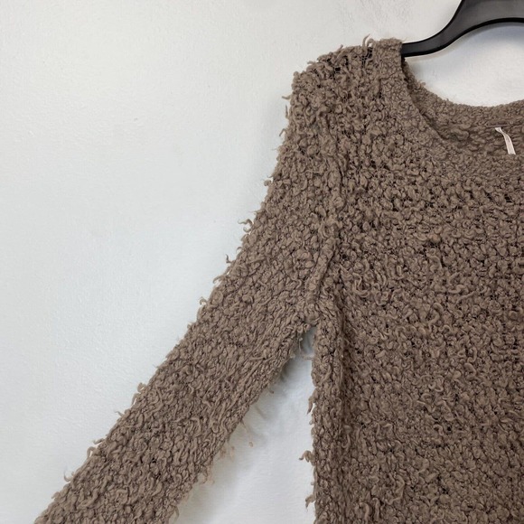 Free People Nubby Boucle Sweater Size Large Brown Long Sleeve Urban Outfitters - Picture 6 of 12